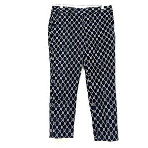 Talbots Petites Women's Ankle Pants Navy Blue White Cotton Blend Size 6P Casual